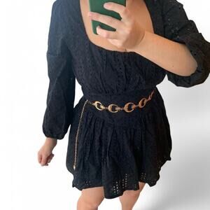 coquette black cotton eyelet lace corset style dress Witchy whimsigoth party